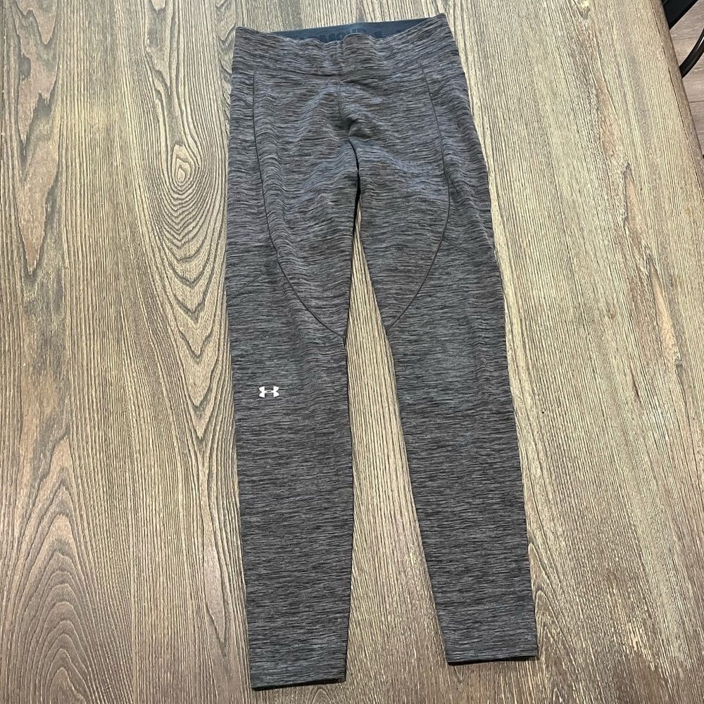 Under Armour Leggings Straight Leg Low Rise Stretch Heather Gray Size Medium